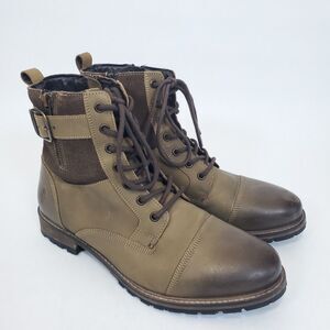 RESERVED FOOTWEAR NEW YORK KEATON HIGH TOP MENS LEATHER BOOTS BROWN SIZE 10